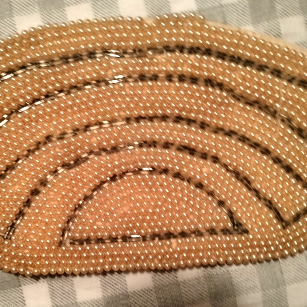 50s vintage Hand beaded clutch purse